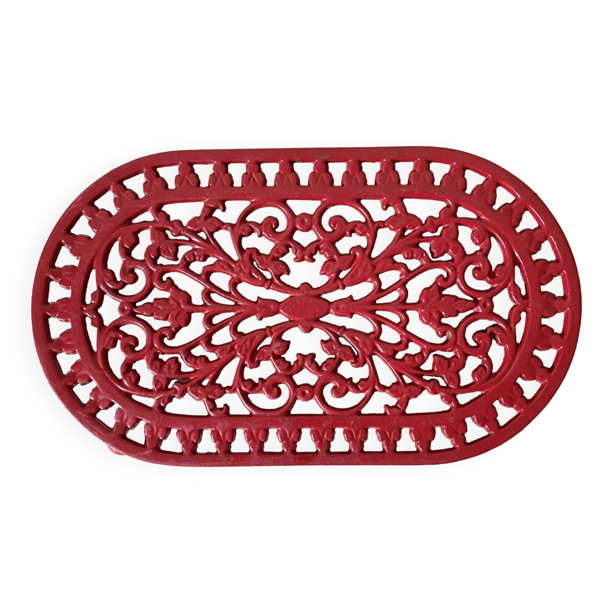 Oval cast iron trivet