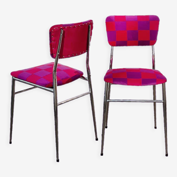 Duo of velvet patchwork chairs