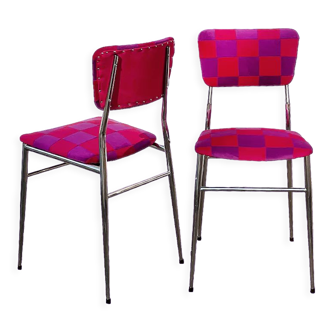Duo of velvet patchwork chairs