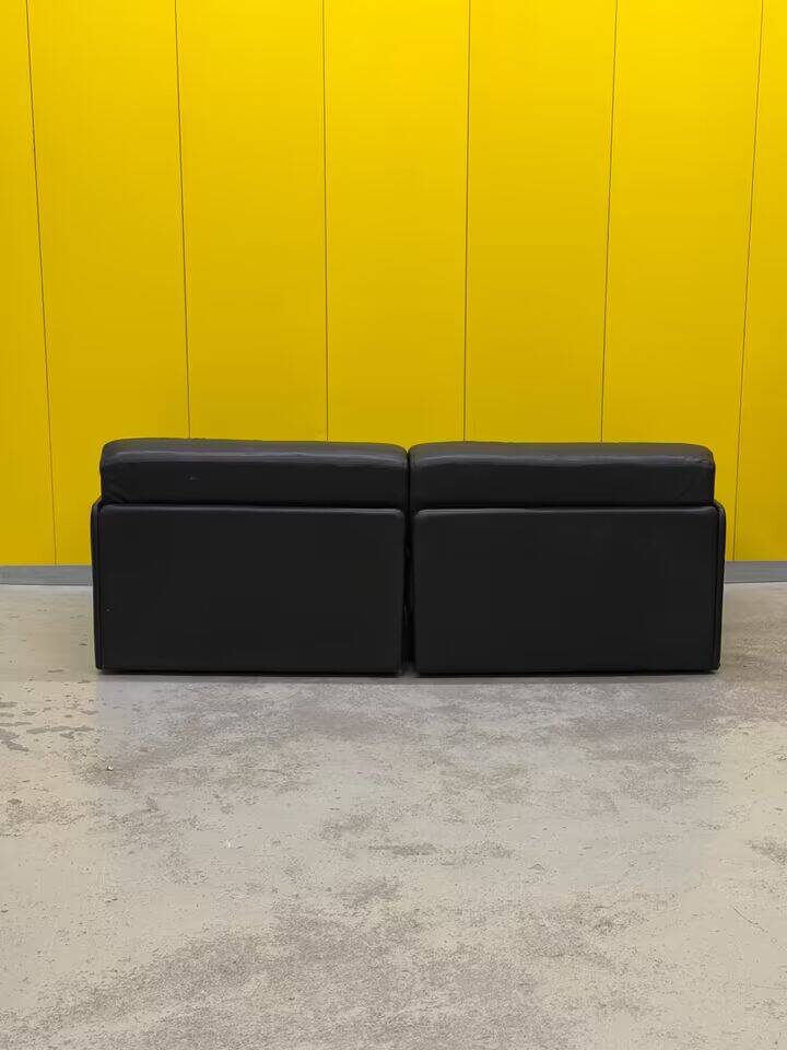 De Sede DS-76 Modular 2-Seater Sofa / Sofa Bed – Black Leather (1970s)