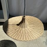 Small suspension, rattan luminaire in hat shape D:60cm