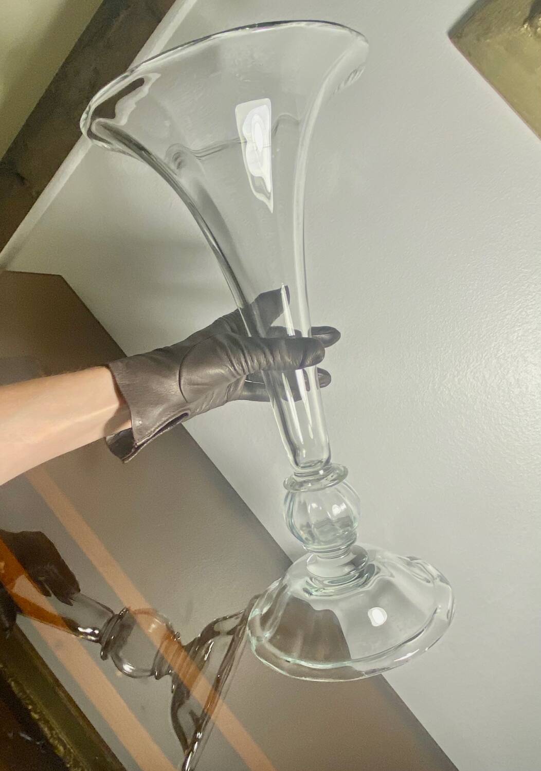 Giant crystal vase legras et cie