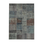 Handmade Anatolian Vintage 171 cm x 243 cm Grey Patchwork Carpet