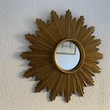 Vintage 1970s gold plastic sun mirror - 44 cm