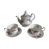 Teapot and its 2 cups and saucers Royal Albert Porcelaine "Lavender Rose"