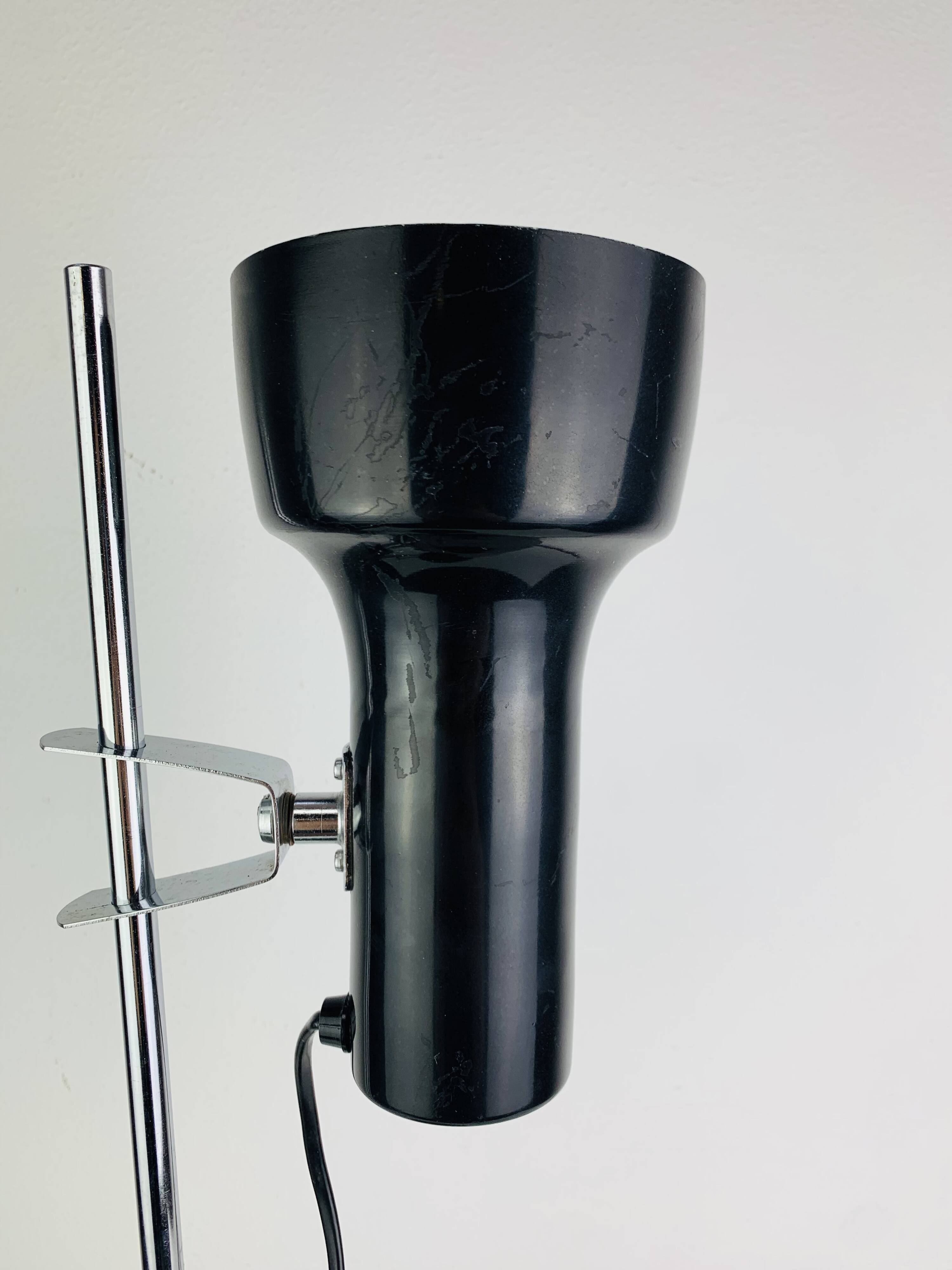 Lampe de bureau spot noir et chrome, années 60, réglable