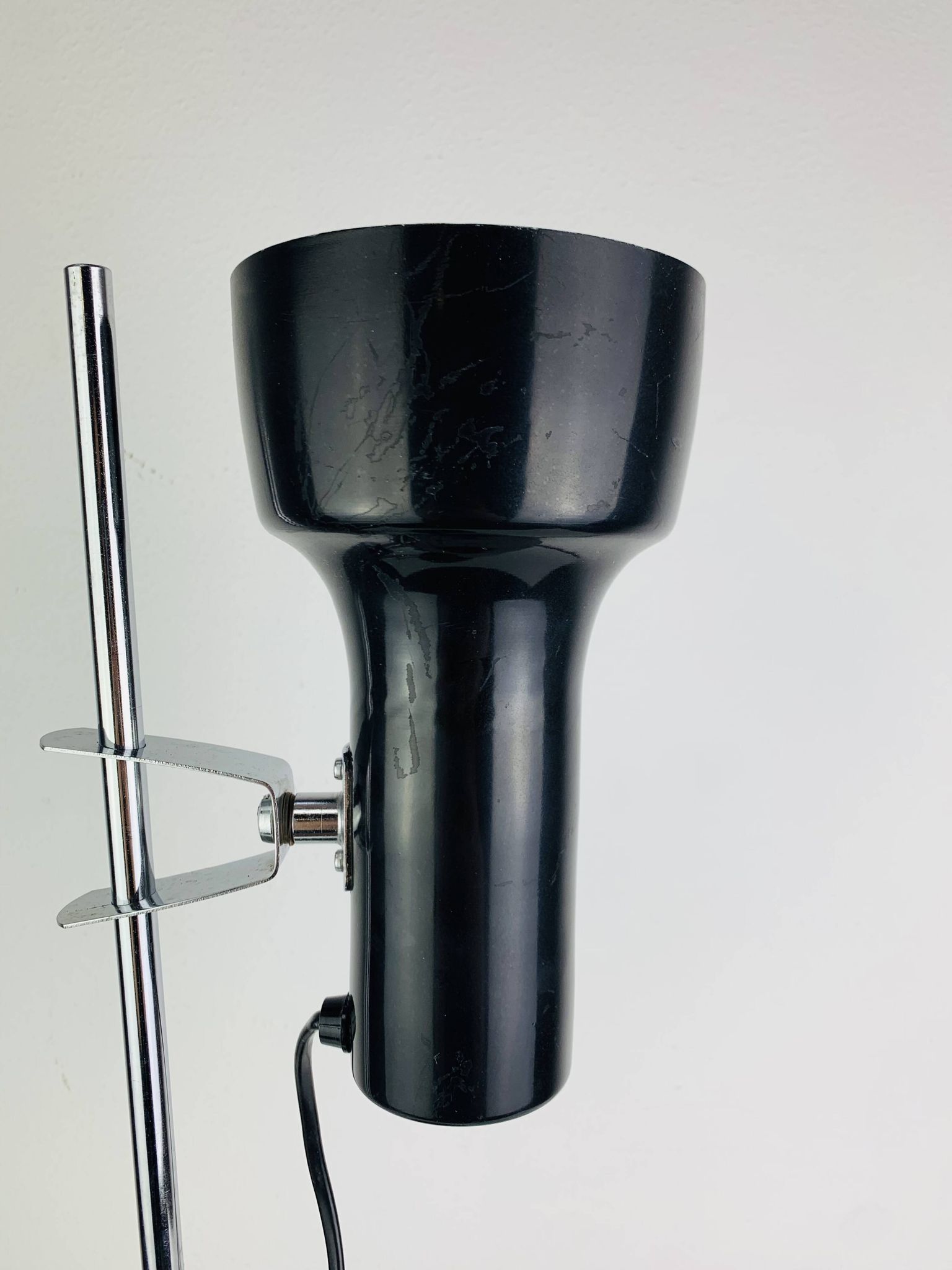 Lampe de bureau spot noir et chrome, années 60, réglable