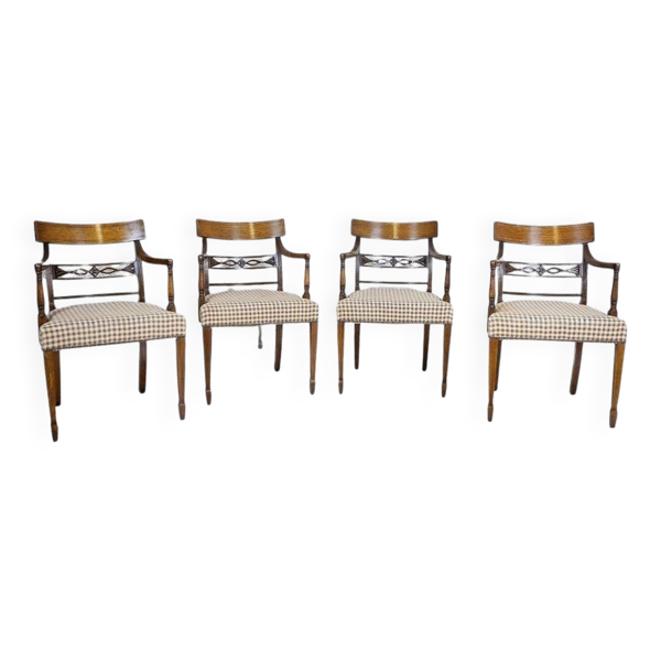 Fauteuils en chêne vintage, années 1940, ensemble de 4