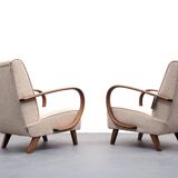 1930 Jindrich Halabala Bentwood Armchair in Beige Buckle