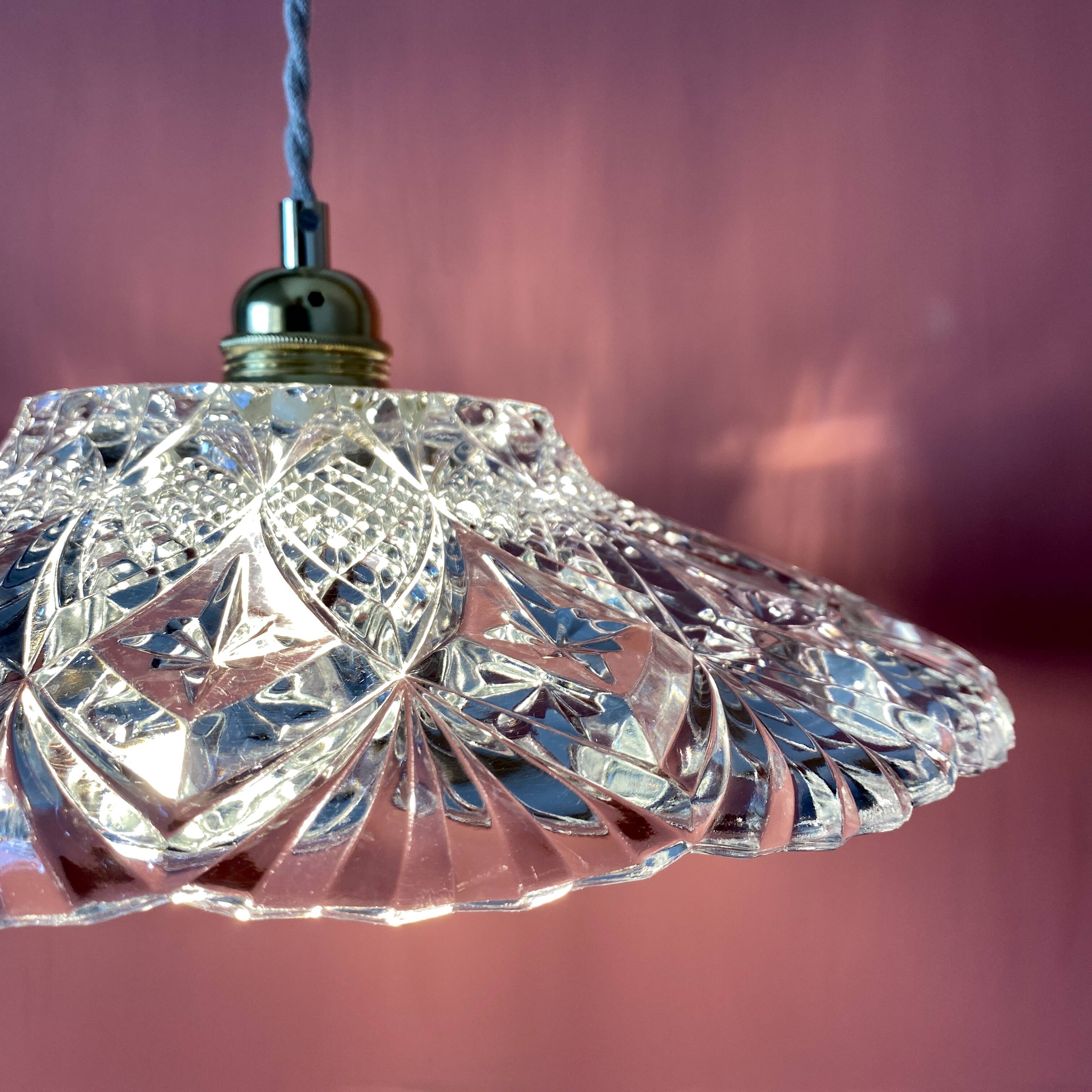 Vintage glass lampshade pendant light - tableware collection -