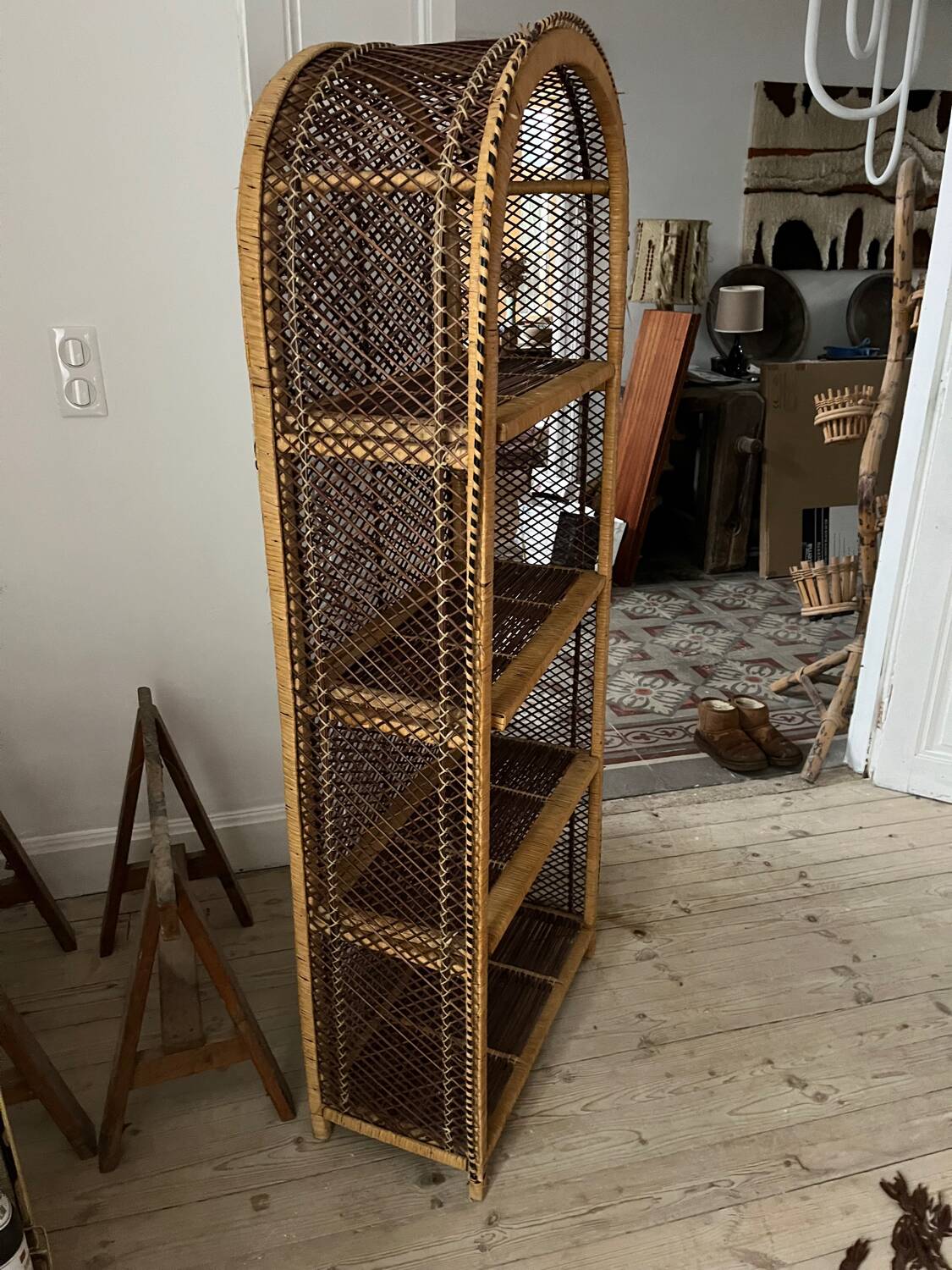 Vintage rattan shelf