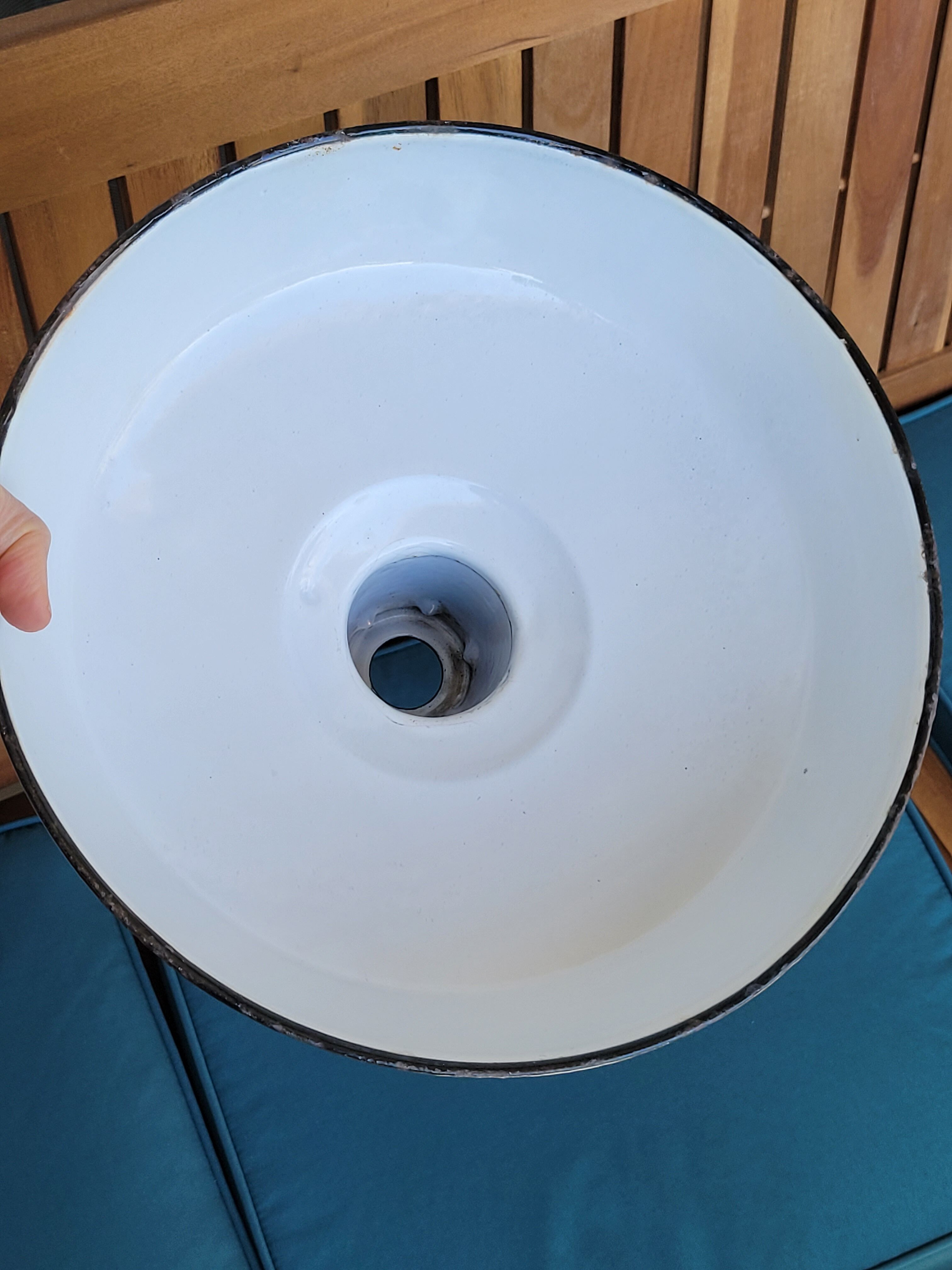 Pair of suspensions industrial lamp workshop lampshade in black enamelled metal