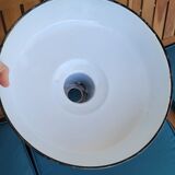 Pair of suspensions industrial lamp workshop lampshade in black enamelled metal