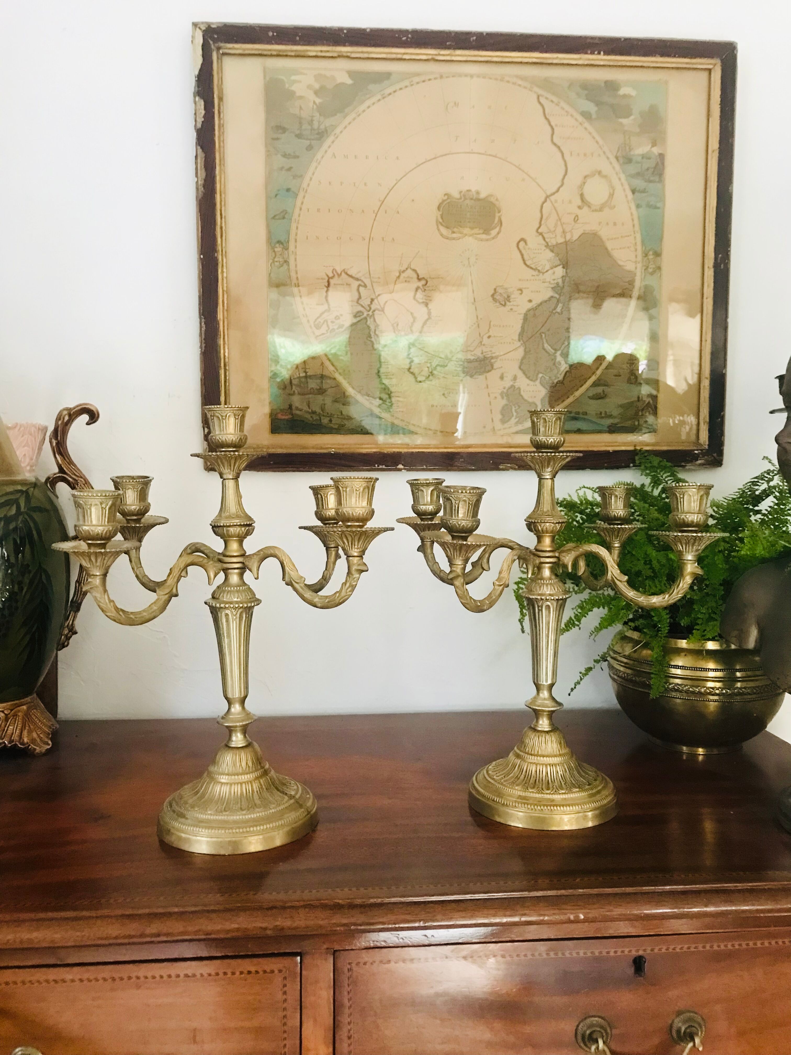 Pair of gilded bronze chandeliers