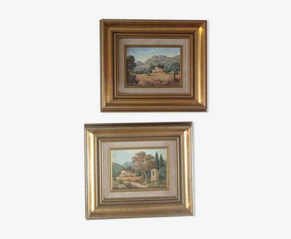 Paire de cadres dorés