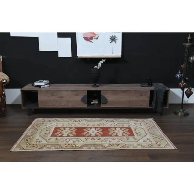 1970s Turkish Oushak Handmade Wool Cotton Red Area Rug 115x192
