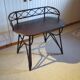 Vintage children's desk console bamboo rattan curved wood Thonet style 80s dark mahogany