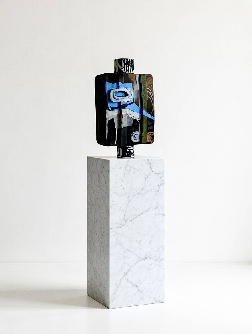 Painted Ceramic Sculpture by Olisch