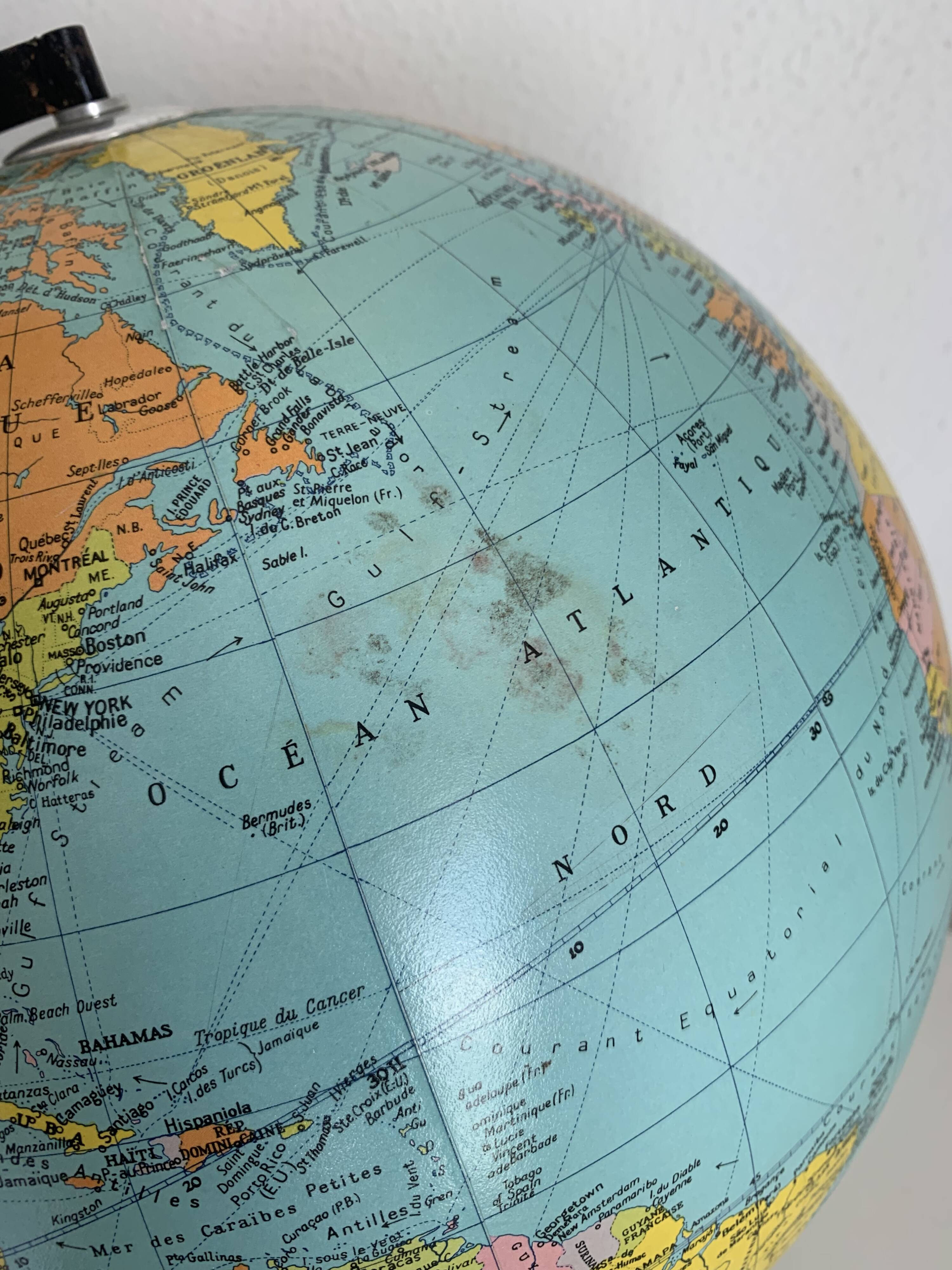 Taride Paris France vintage 1986 black tripod globe - 40 cm