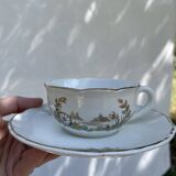 Vintage set of 5 porcelain plates and 5 cups – Digoin Sarreguemines