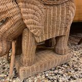 Vintage wicker elephant side table