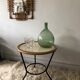 Table basse vintage, tripode en rotin