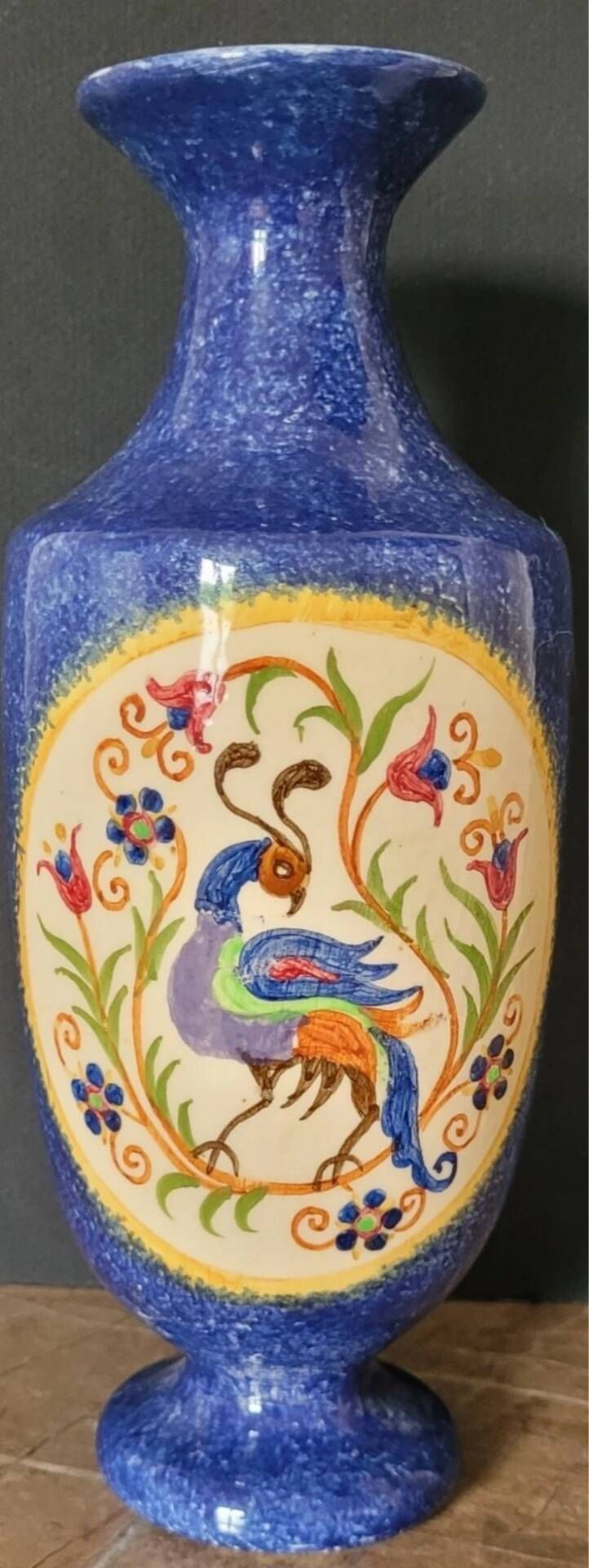 Hand-painted ceramic vase signed Koskinas, probably Greek.