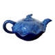 Blue ceramic Art Deco teapot with a frog.