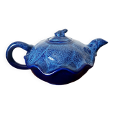 Théière céramique bleu art déco à la grenouille