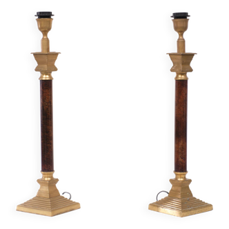 Set brass column table lamps 1970s de knudt belgium