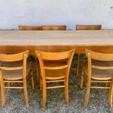 Table bistrot en bois plateau en hetre vernis mat 2 m  x 0,67 m