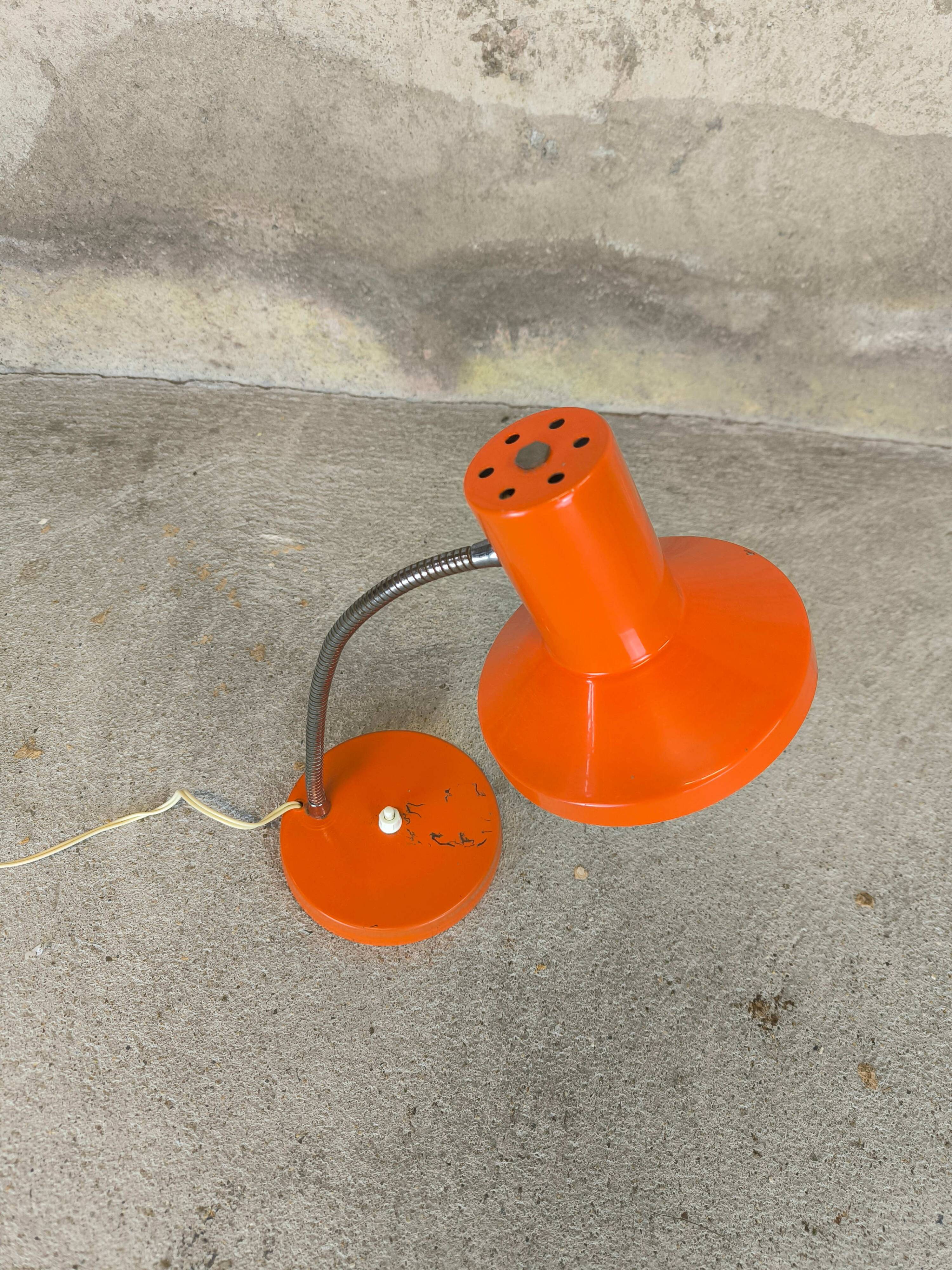 Lampe de bureau vintage orange années 70
