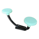 Wall coat rack, typical 1970 coat hook, practical green and black