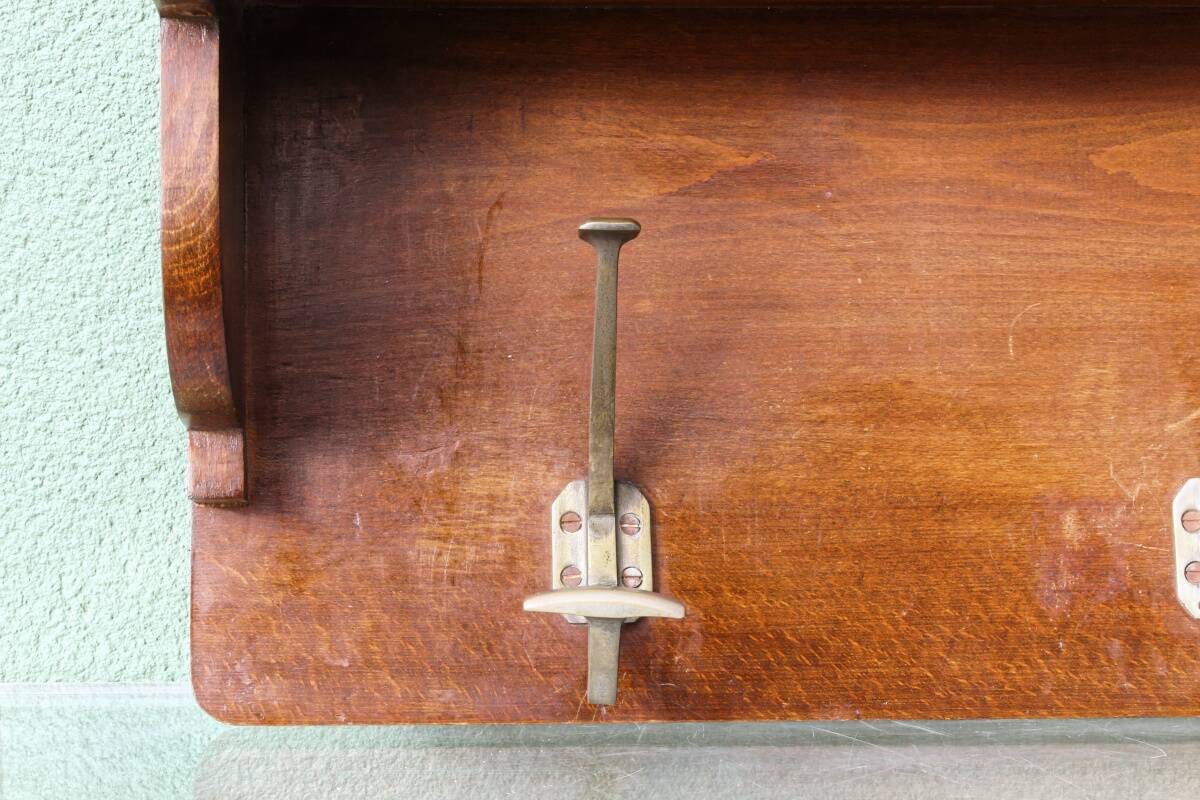 Art Deco wall coat rack, 3 hooks