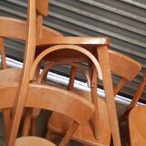 Set of 7 wooden bistro chairs
