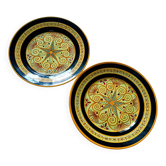 Two HB Quimper earthenware plates in yellow and black.