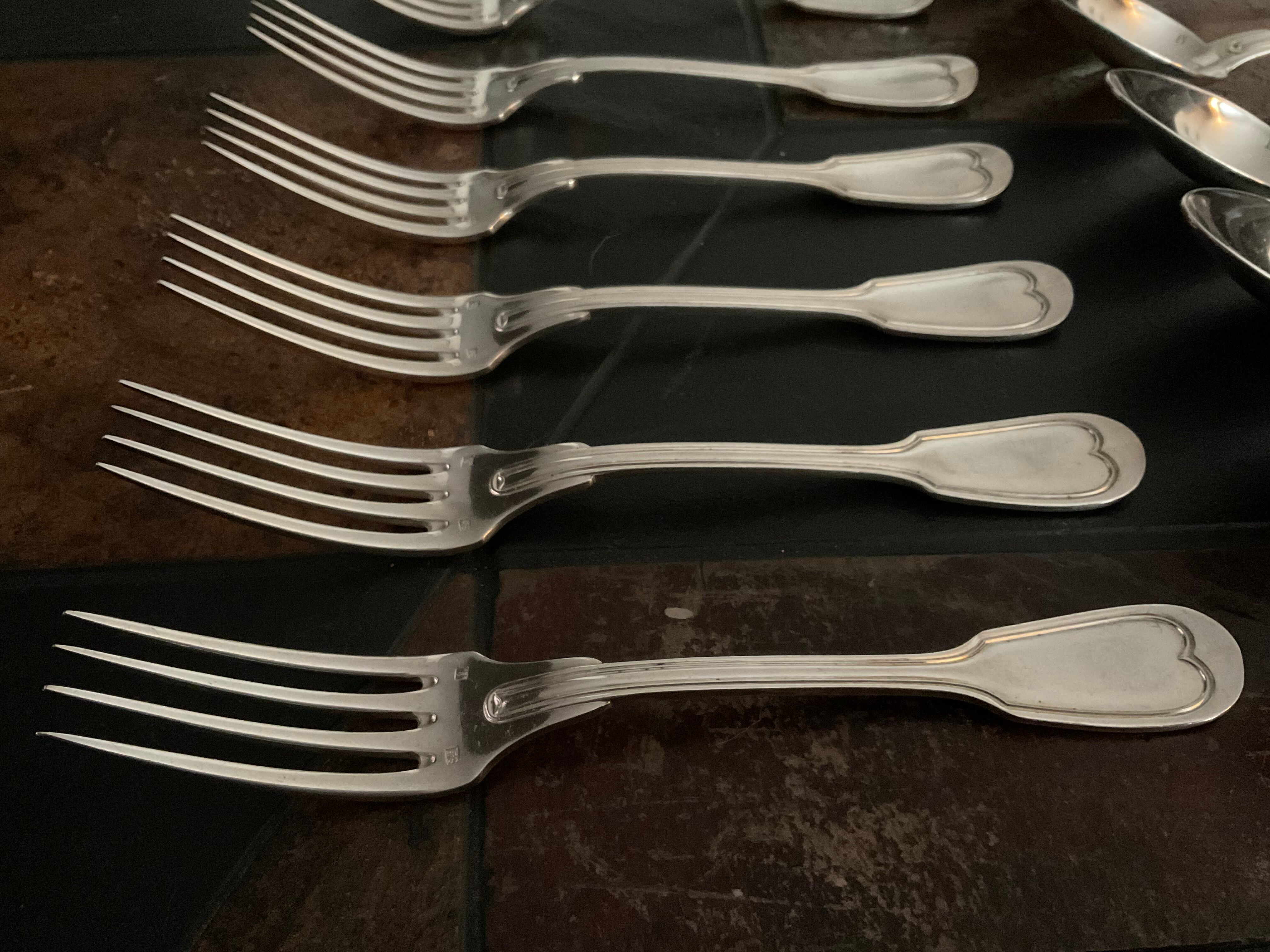 12 forks and 12 spoons.old .silver metal