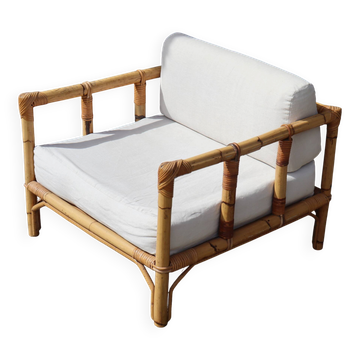 Fauteuil en rotin par Dal Vera, Italie 1970
