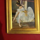 Old portrait of a ballet dancer with her pediment frame