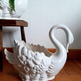 Pair of ceramic swan pot covers 1970