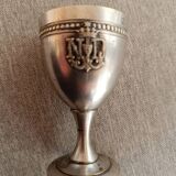 Set of 2 old egg cups in silver metal