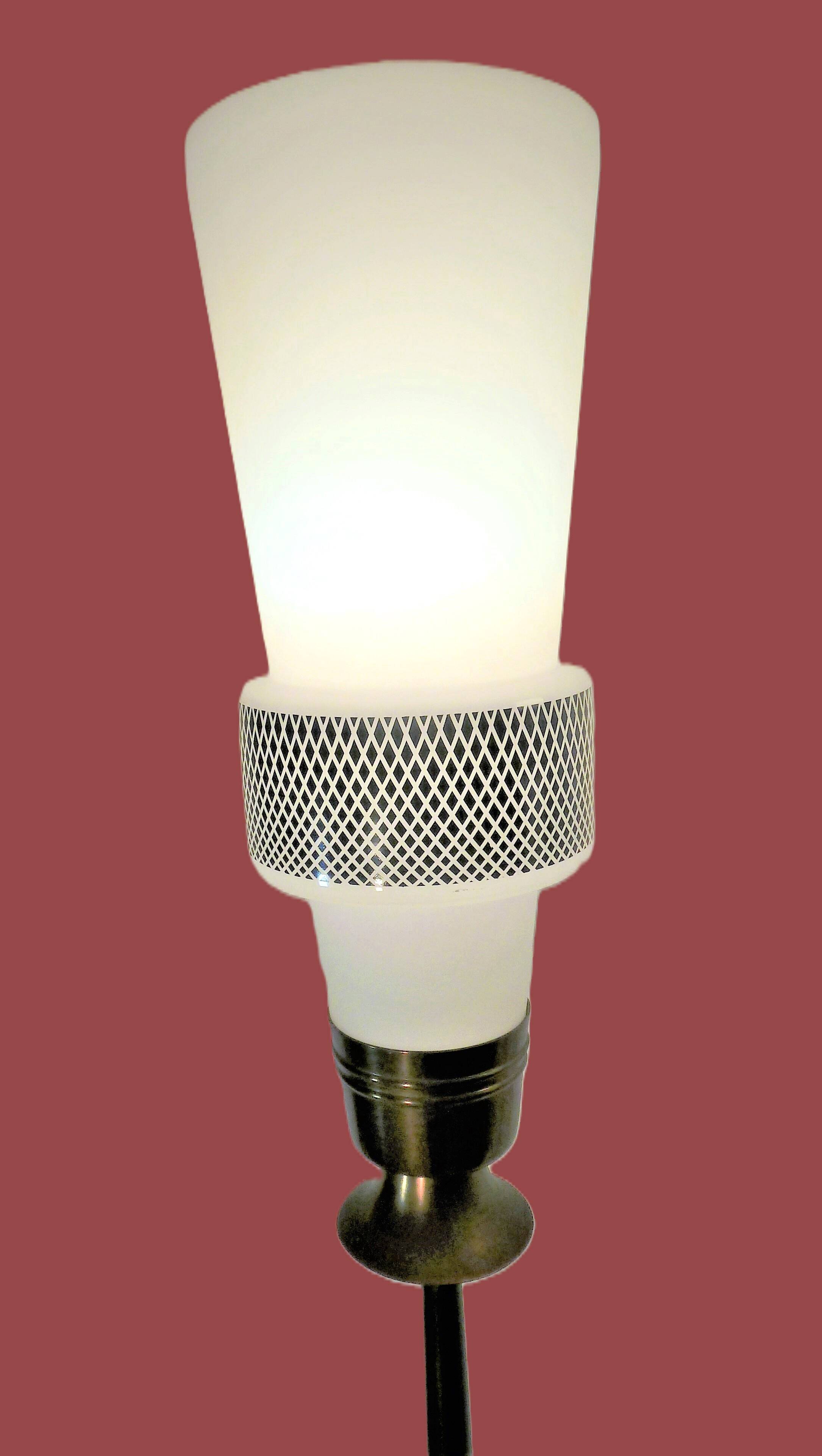 Double wall light in brass and opaline glass, 1960