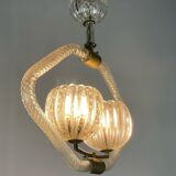 Venetian chandelier in murano glass and brass circa 1950