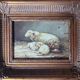 Painting bergerie signed B. Vaudron and frame