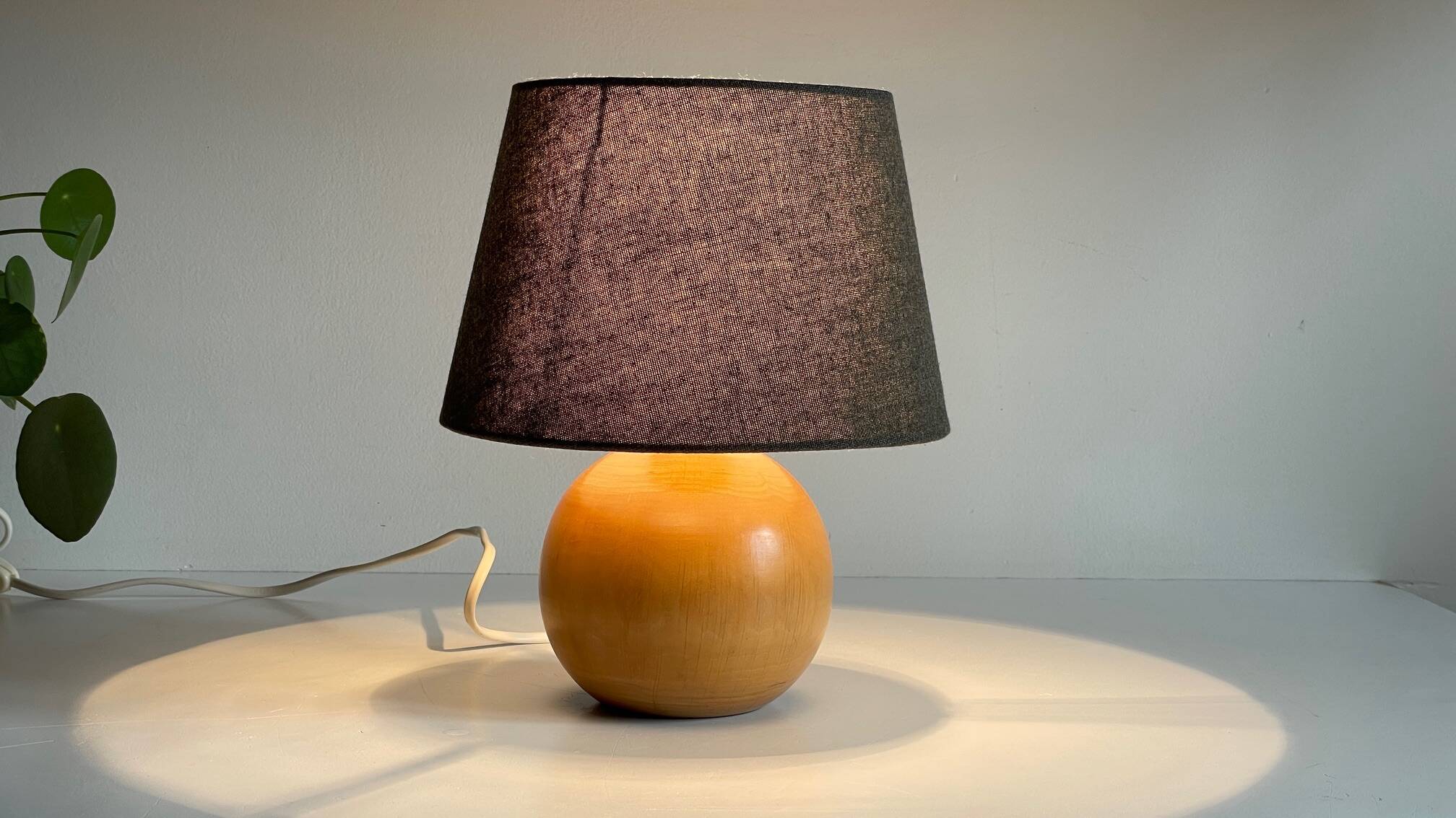 Solid wood ball lamp from the 70s
