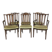 Set of 4 chairs and 2 English armchairs in mahogany by the brand GPlan.