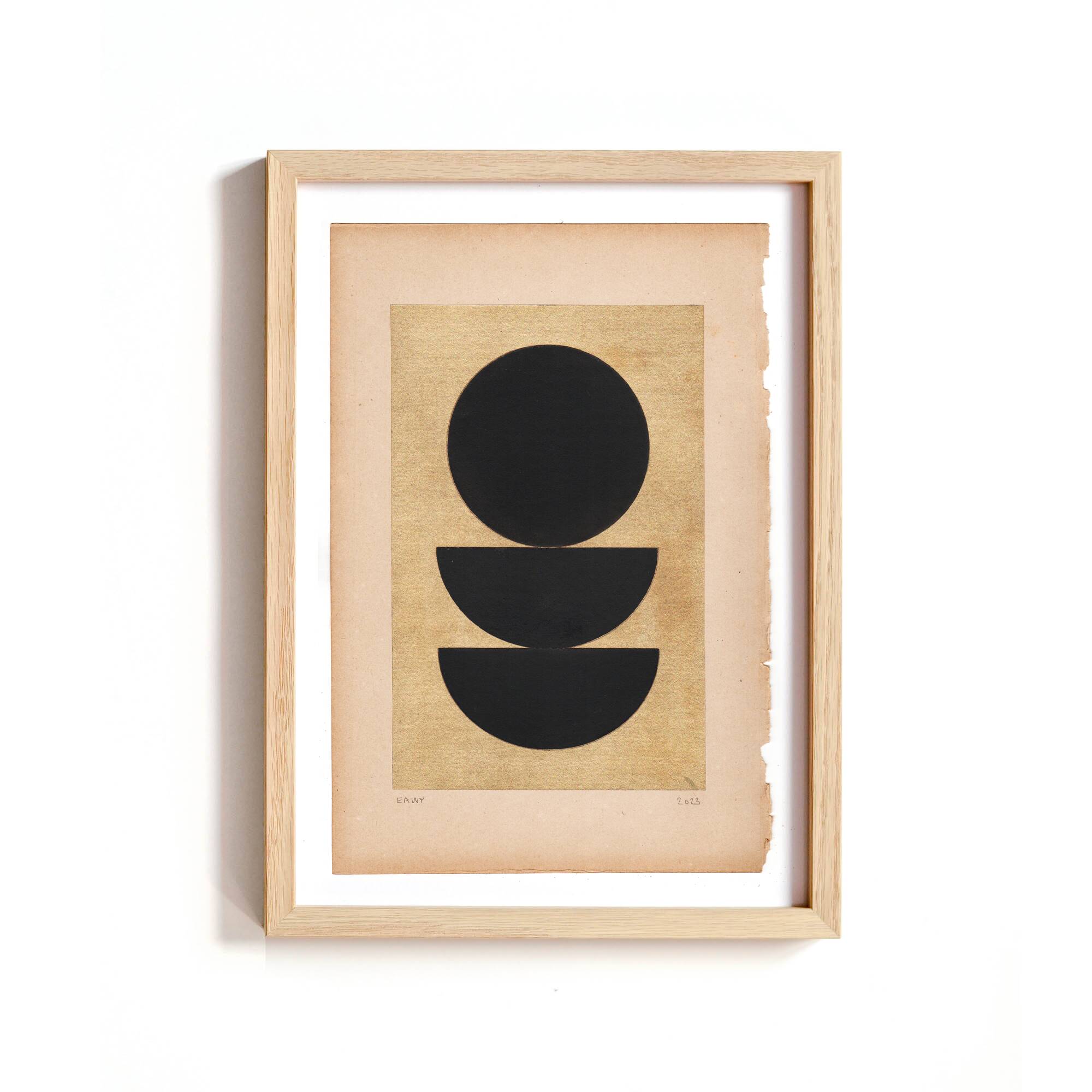 Collage on old paper - Gao - geometric painting H190 signed Eawy