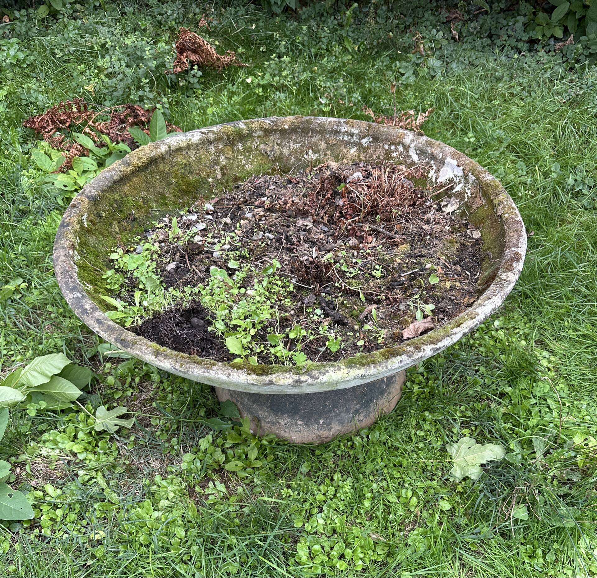 Old planter, pedestal basin in fibrociment by Willy Guillaume.