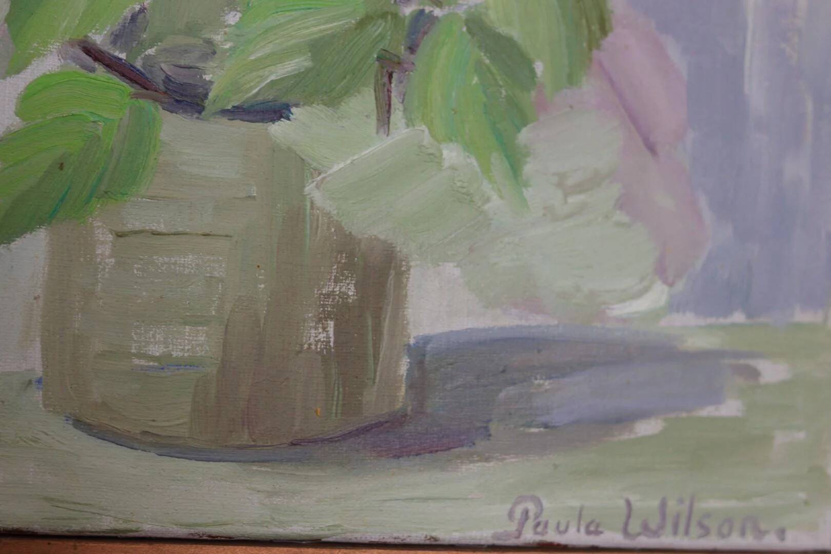 Swedish Oil on Canvas – “Höstsyrener (Autumn Lilacs)” by Paula Wilson
