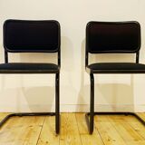 Pair of black Cesca B32 Marcel Breuer chairs
